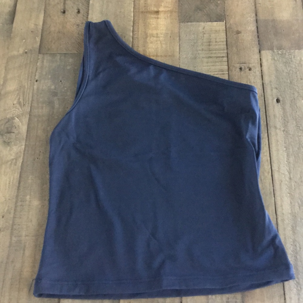 Club Monaco Blue One Shoulder Asymmetrical Stretch Top Women’s M